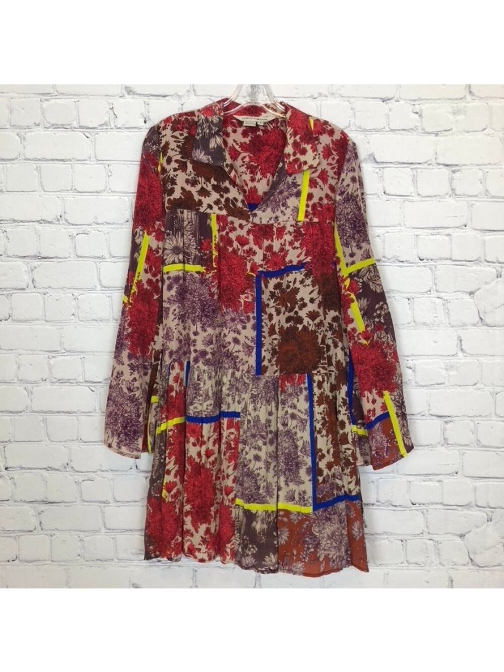 Dhruv Kapoor Arabella Patchwork Tunic Dress Size S Pockets Floral